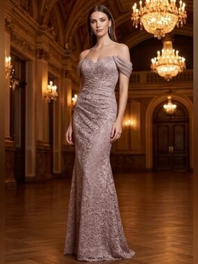 $495 NWT Rina Di Montella Lace Dress Gown. Jovani,Sherri Hill,Mac Duggal style.